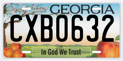 GA license plate CXB0632
