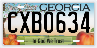 GA license plate CXB0634