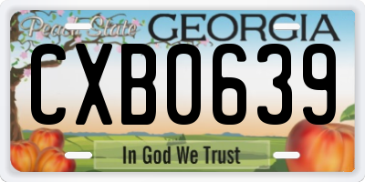 GA license plate CXB0639