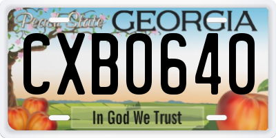 GA license plate CXB0640