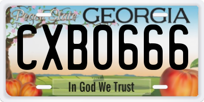 GA license plate CXB0666