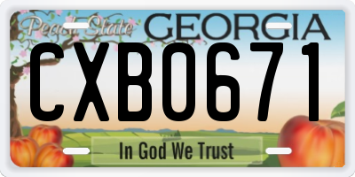 GA license plate CXB0671