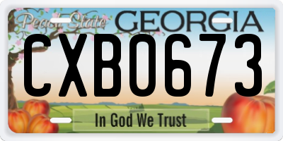 GA license plate CXB0673
