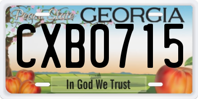 GA license plate CXB0715
