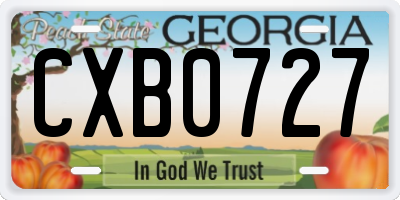 GA license plate CXB0727