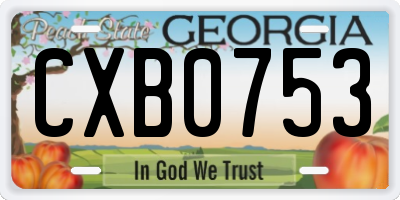 GA license plate CXB0753