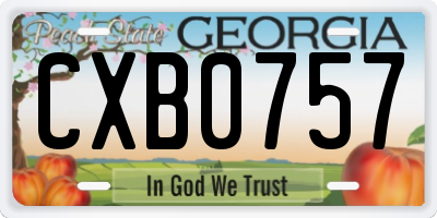 GA license plate CXB0757