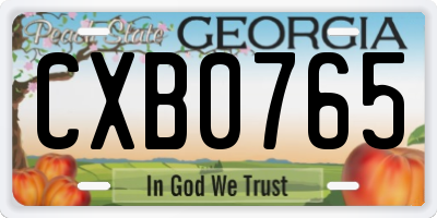 GA license plate CXB0765