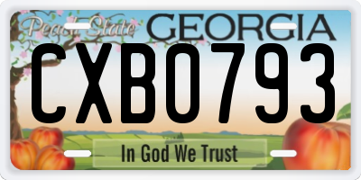 GA license plate CXB0793