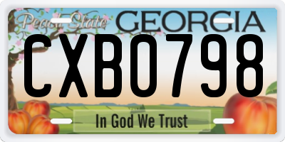 GA license plate CXB0798