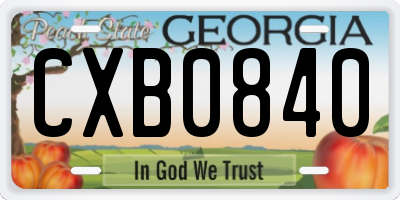 GA license plate CXB0840