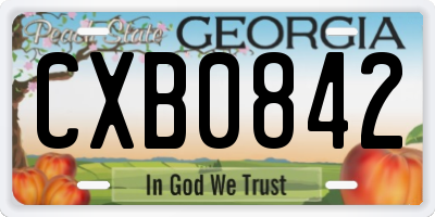 GA license plate CXB0842