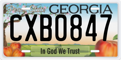 GA license plate CXB0847