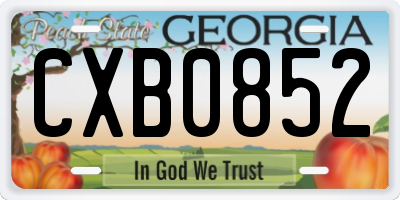 GA license plate CXB0852