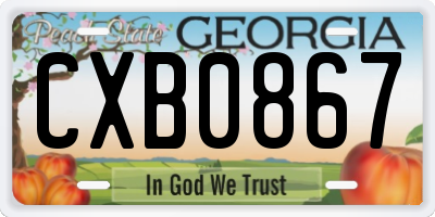 GA license plate CXB0867
