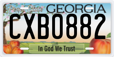 GA license plate CXB0882