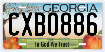 GA license plate CXB0886