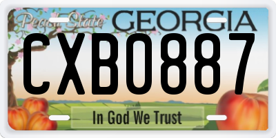 GA license plate CXB0887