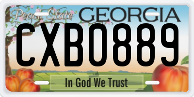 GA license plate CXB0889