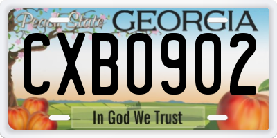 GA license plate CXB0902