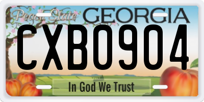 GA license plate CXB0904