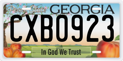 GA license plate CXB0923