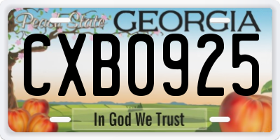 GA license plate CXB0925