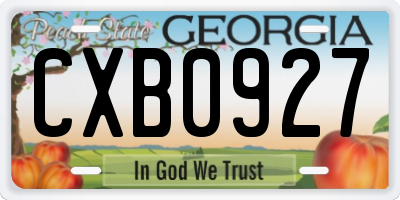 GA license plate CXB0927