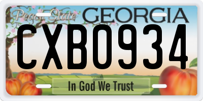 GA license plate CXB0934