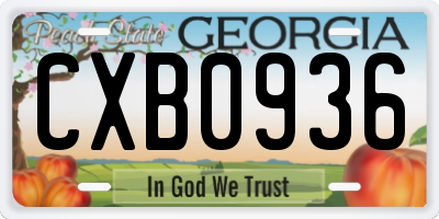 GA license plate CXB0936