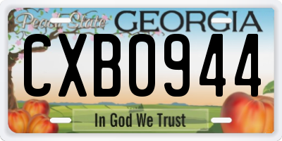 GA license plate CXB0944