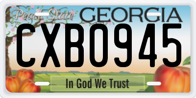 GA license plate CXB0945