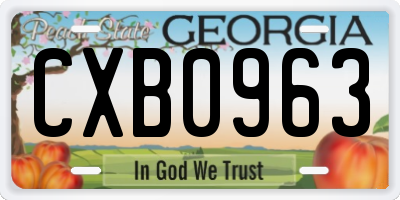 GA license plate CXB0963