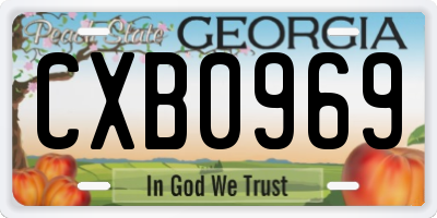 GA license plate CXB0969
