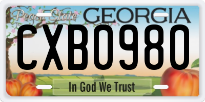 GA license plate CXB0980