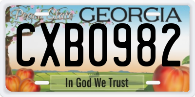 GA license plate CXB0982