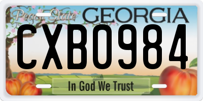GA license plate CXB0984
