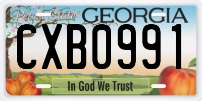 GA license plate CXB0991