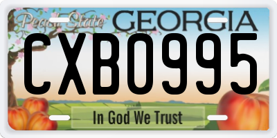 GA license plate CXB0995
