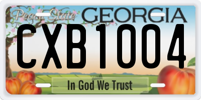 GA license plate CXB1004