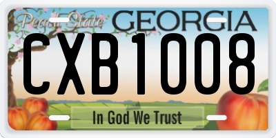 GA license plate CXB1008