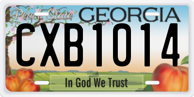 GA license plate CXB1014
