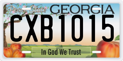 GA license plate CXB1015