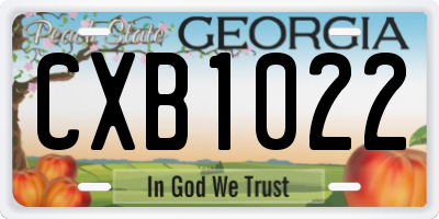 GA license plate CXB1022