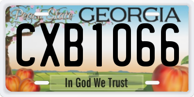 GA license plate CXB1066