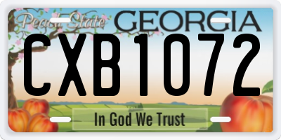 GA license plate CXB1072