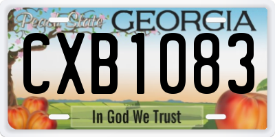 GA license plate CXB1083