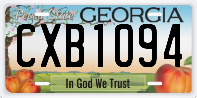 GA license plate CXB1094