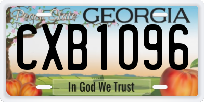 GA license plate CXB1096