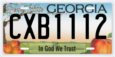 GA license plate CXB1112